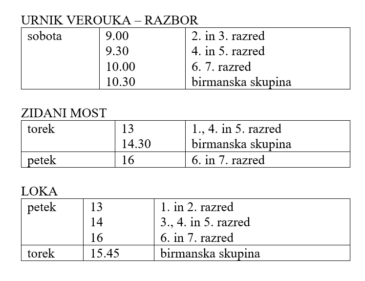 Urnik Verouka
